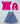 Rani Pink Cold Shoulder Raw Silk Blouse with Geometric Ghagra with Dupatta