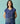 Xora Border Linen Cap-Sleeve Co-ord Set in Indigo