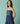 Pera Border Linen Tiered Dress in Indigo