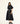 Poplin Midi Length Shirt Dress with Top Stitch Detail in Black