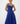 Linen Square-Neck Flare Midi Dress In Blue